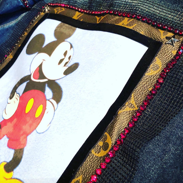 Authentic Repurposed Louis Vuitton Jacket, Mickey Mouse Vintage Louis Vuitton Jacket, Recycled Designer Sustainable LV Jacket